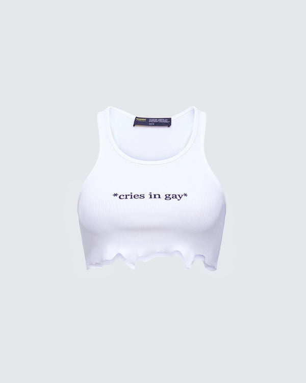finesse Emery White Graphic Cut Off Tank