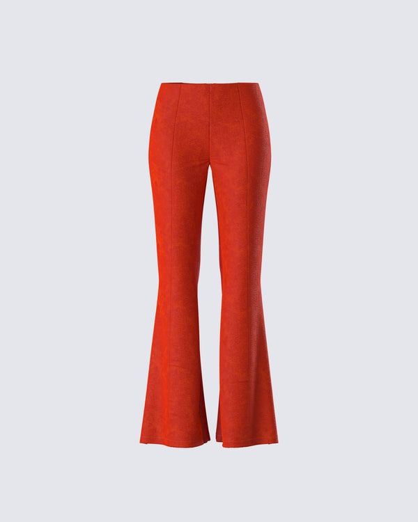 finesse Emi Two Tone Orange Faux Suede Pant