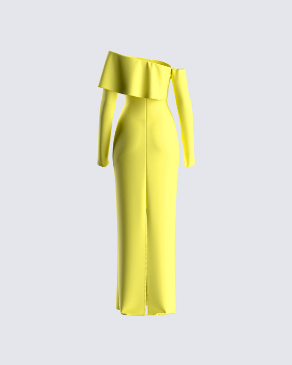 Finesse Emme Yellow Ponte Maxi Dress