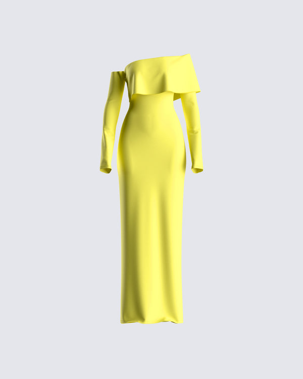 finesse Emme Yellow Ponte Maxi Dress