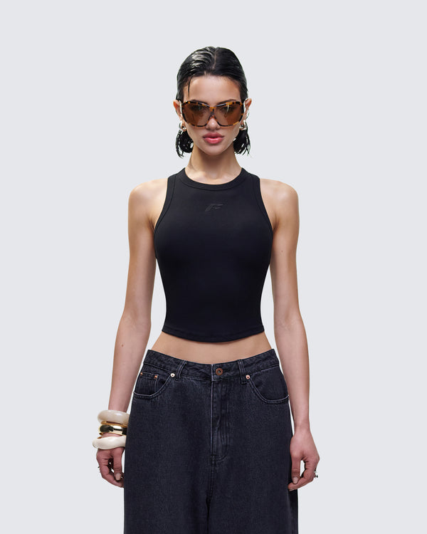 Finesse Enid Black Scoop Hem Tank Top