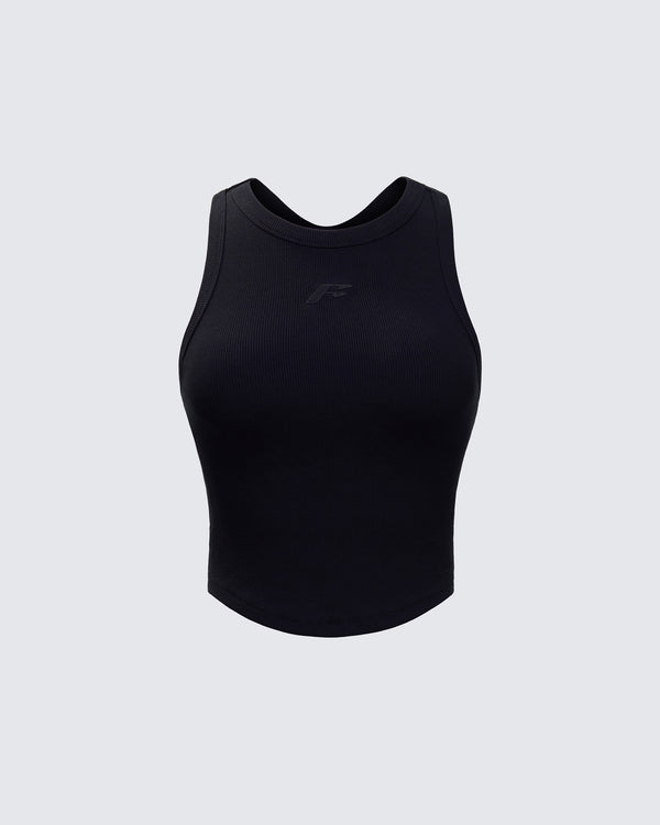 finesse Enid Black Scoop Hem Tank Top