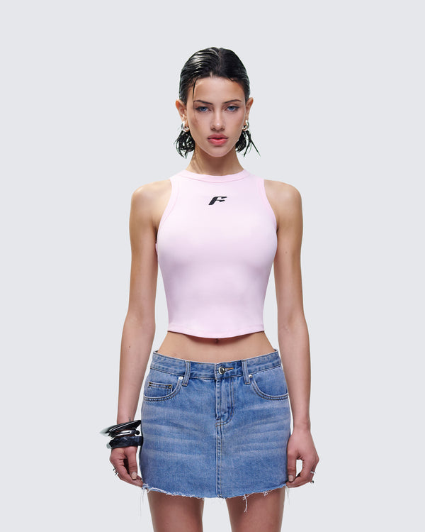 Finesse Enid Pink Scoop Hem Tank Top