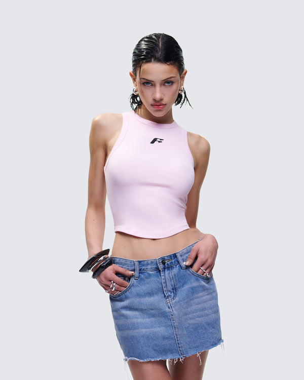 Finesse Enid Pink Scoop Hem Tank Top