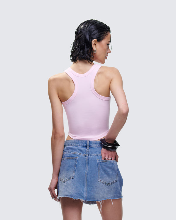 Finesse Enid Pink Scoop Hem Tank Top