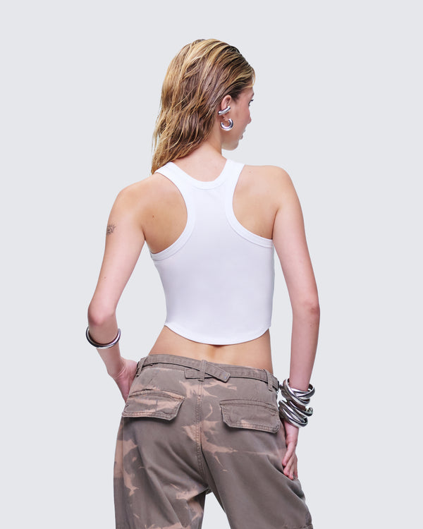 Finesse Enid White Scoop Hem Tank Top