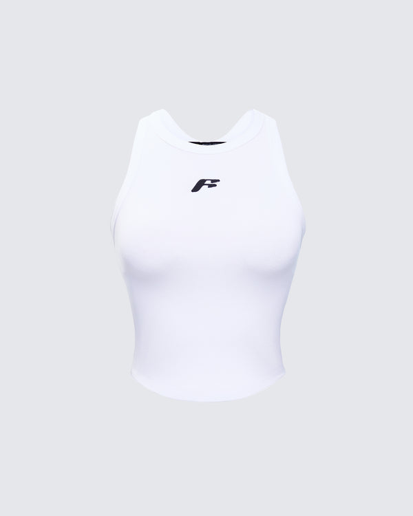 finesse Enid White Scoop Hem Tank Top