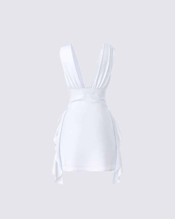 Finesse Enzo White Chiffon Mini Dress