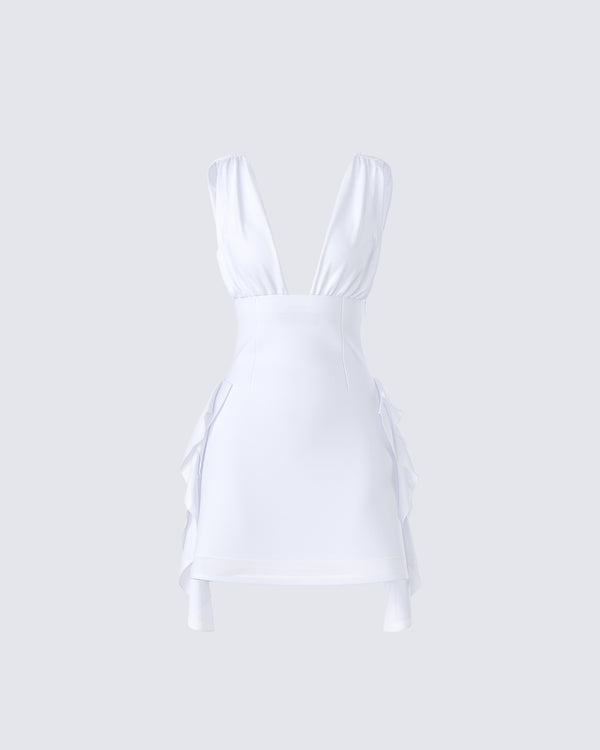 finesse Enzo White Chiffon Mini Dress