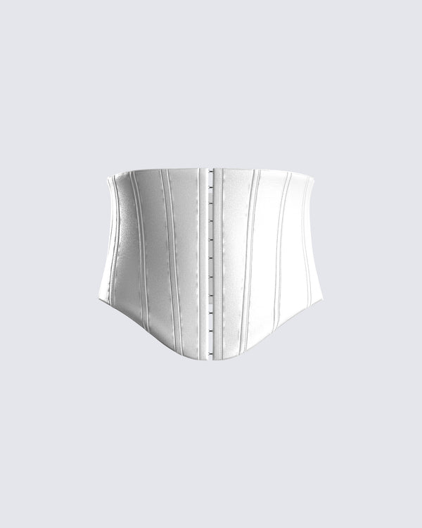 finesse Enzo White Satin Corset Top