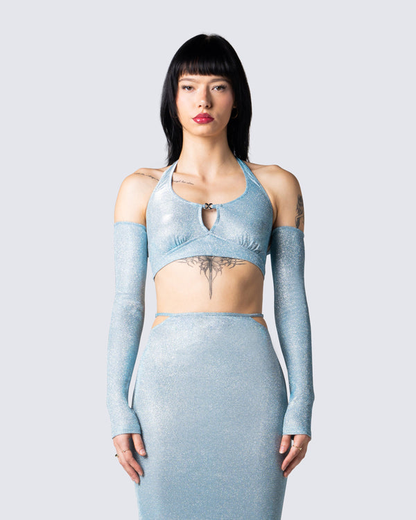 Finesse Erika Blue Long Sleeve Top & Shrug