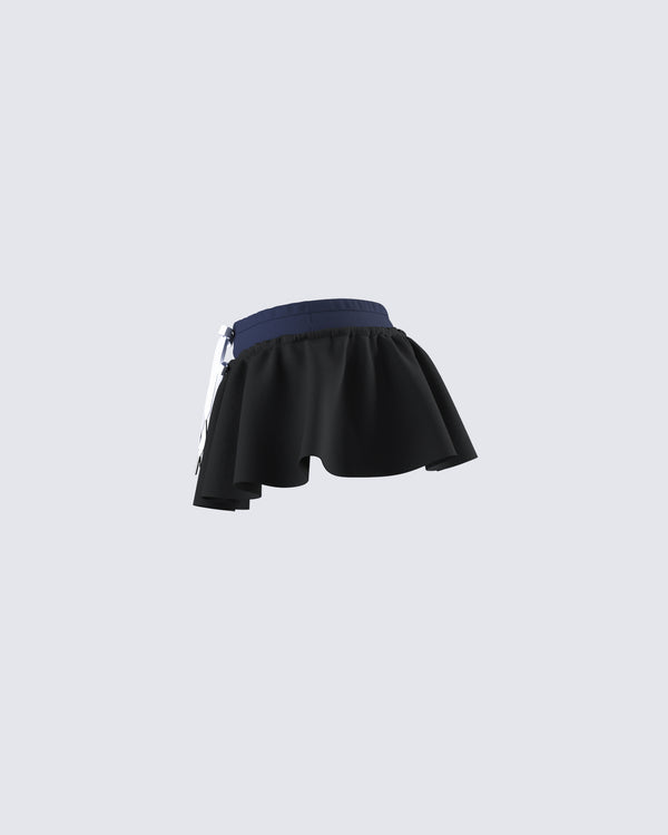 Finesse Esa Black Flounce Micro Mini Skort