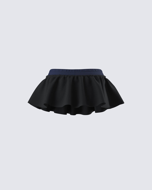 Finesse Esa Black Flounce Micro Mini Skort