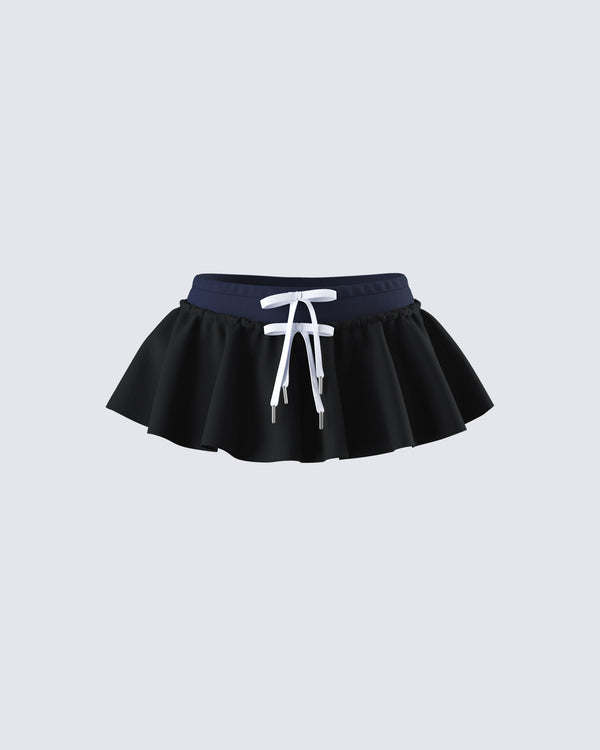 finesse Esa Black Flounce Micro Mini Skort