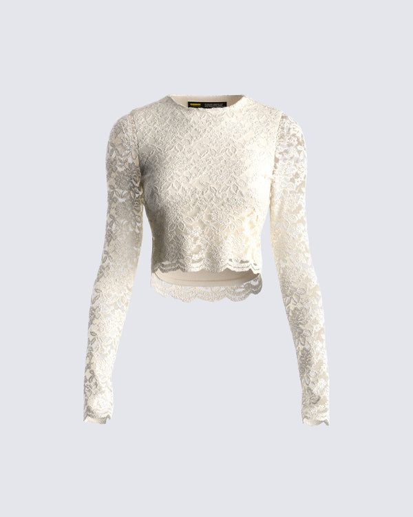 finesse Esperanza Ivory Lace Top