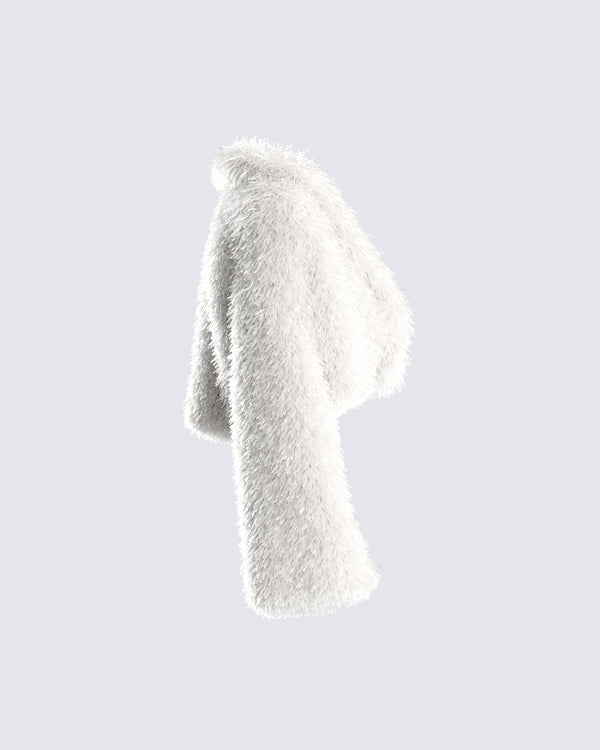 Finesse Estella Ivory Vegan Fur Coat
