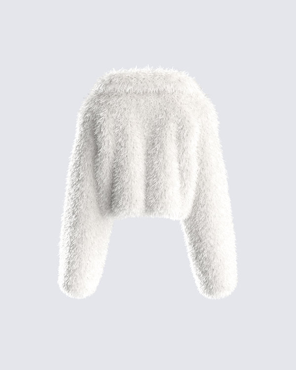 Finesse Estella Ivory Vegan Fur Coat