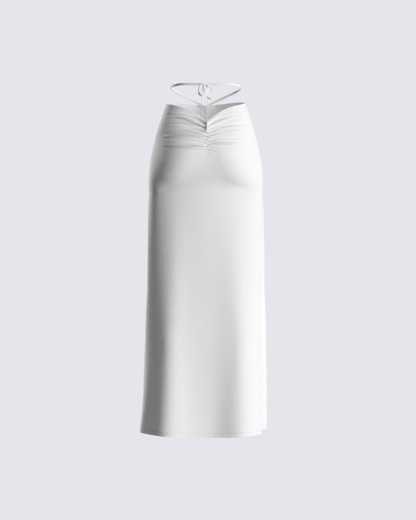 Finesse Etta White Ruched Back Skirt