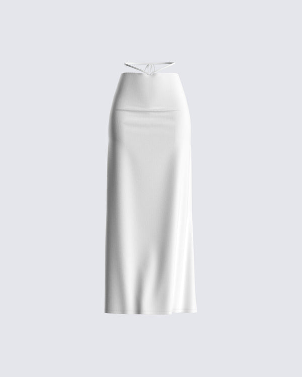 finesse Etta White Ruched Back Skirt