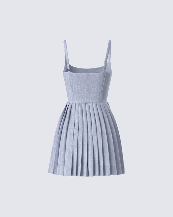 Finesse Eudora Grey Pleated Mini Dress