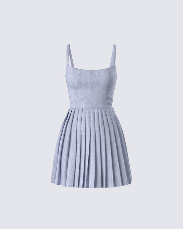 finesse Eudora Grey Pleated Mini Dress