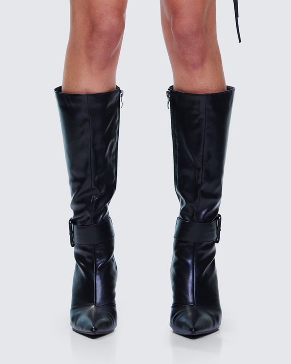 Finesse Eunji Black Vegan Leather Boot