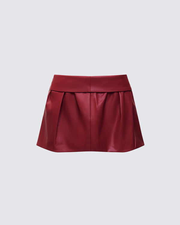 finesse Eunji Red Vegan Leather Micro Mini Skirt