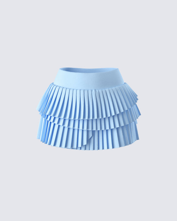 finesse Evalina Blue Pleated Mini Skirt