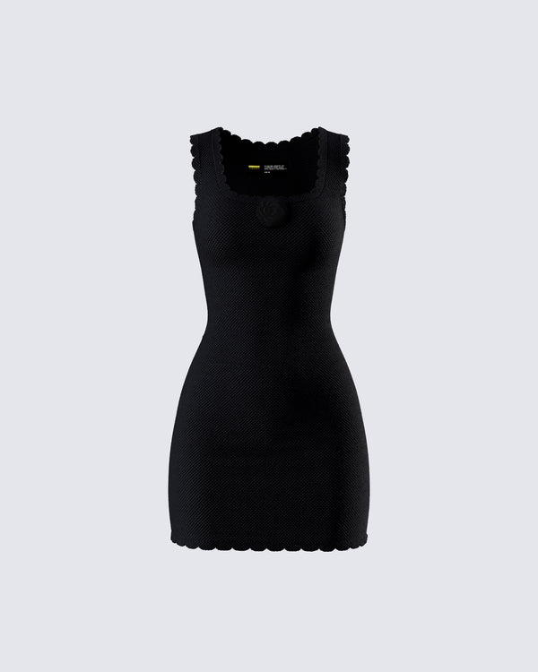 finesse Evianna Black Rosette Mini Dress