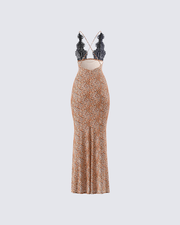 Finesse Evodie Leopard Print Maxi Dress