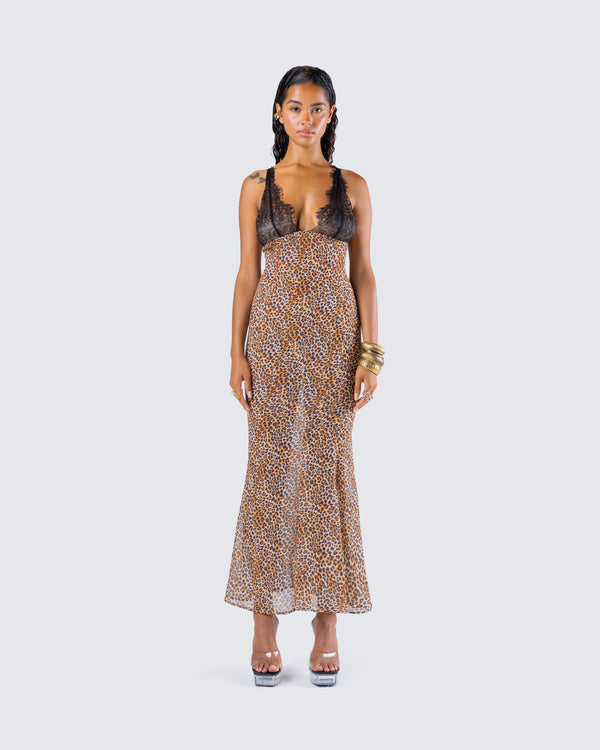 Finesse Evodie Leopard Print Maxi Dress