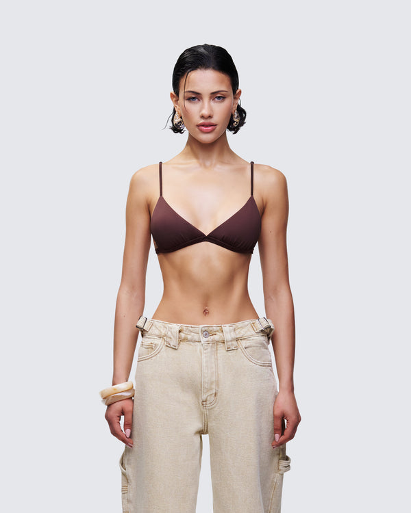 Finesse Ewa Brown Triangle Bralette Top