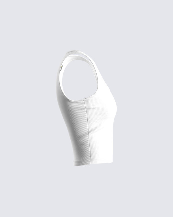 Finesse Ezra White Logo Tank Top