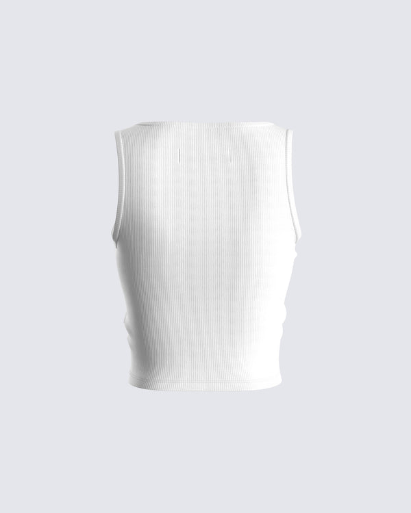 Finesse Ezra White Logo Tank Top