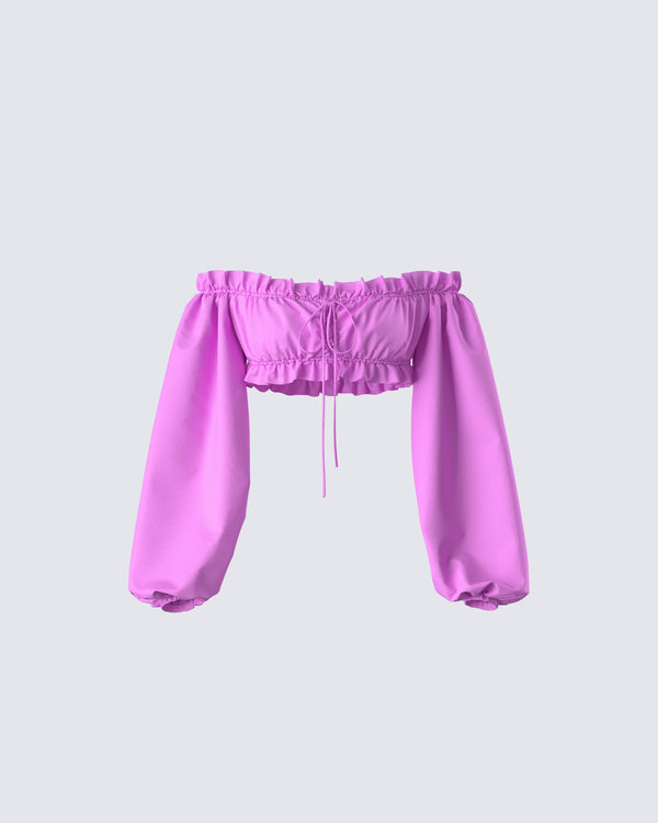 finesse Fabiana Lilac Off Shoulder Crop Top