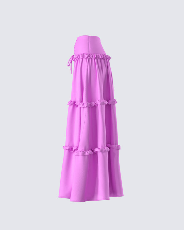 Finesse Fabiana Lilac Tiered Maxi Skirt