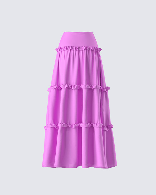 Finesse Fabiana Lilac Tiered Maxi Skirt