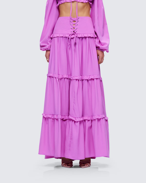 Finesse Fabiana Lilac Tiered Maxi Skirt