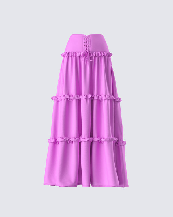 finesse Fabiana Lilac Tiered Maxi Skirt