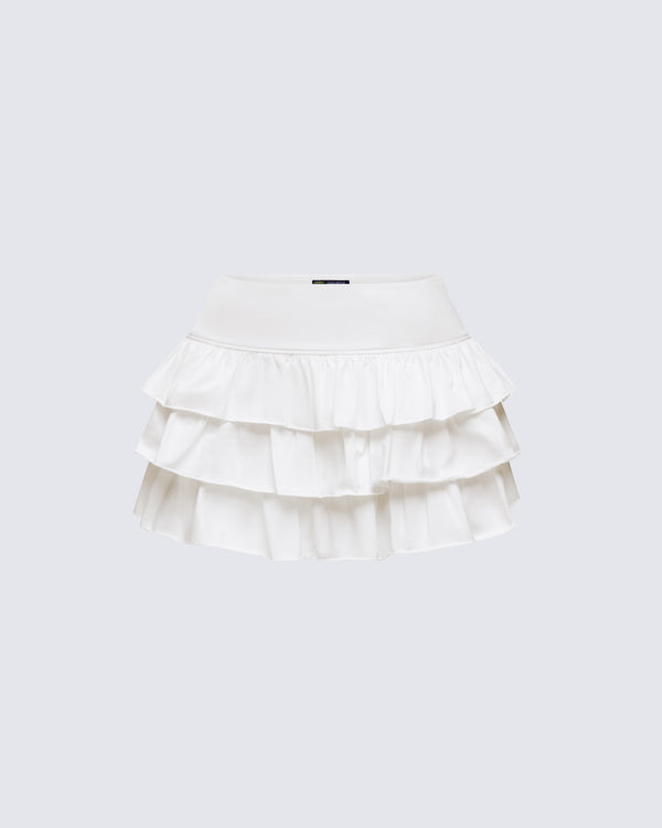 finesse Fable Ivory Ruffle Micro Mini Skirt
