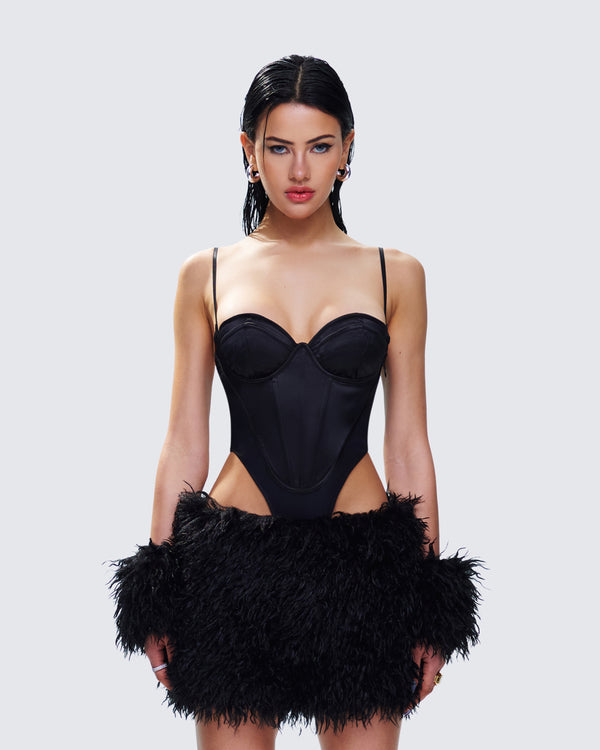 Finesse Fara Black Faux Fur Cuffs