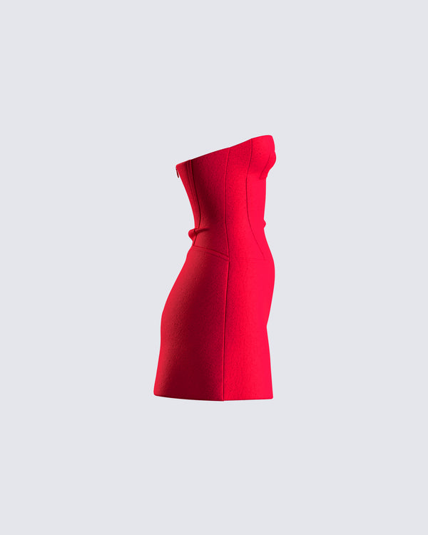 Finesse Farida Red Strapless Mini Dress
