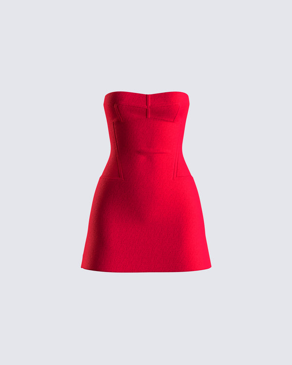 finesse Farida Red Strapless Mini Dress
