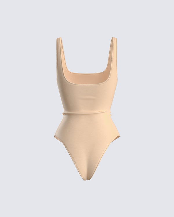 Finesse Fatima Beige Tank Bodysuit