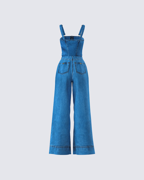 Finesse Fawn Blue Denim Overalls