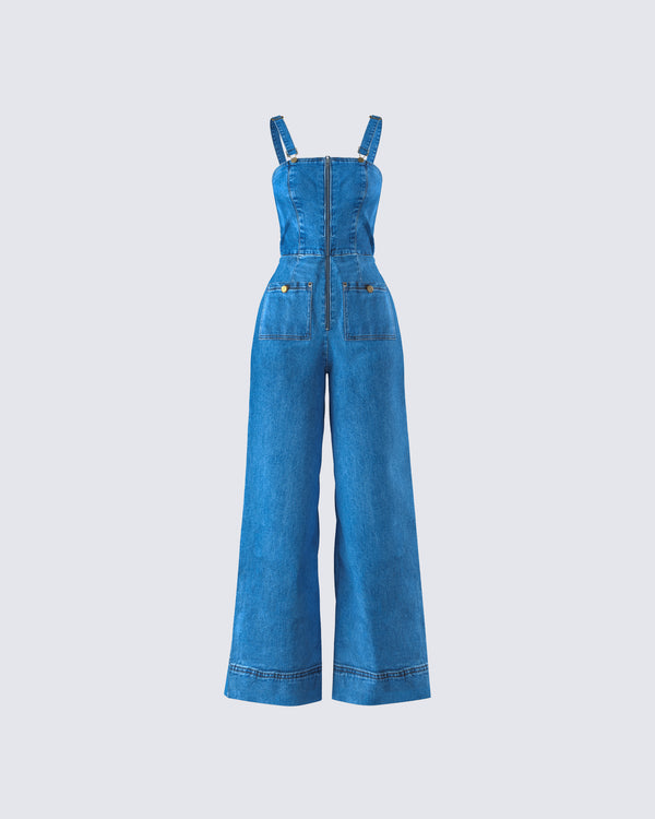 finesse Fawn Blue Denim Overalls