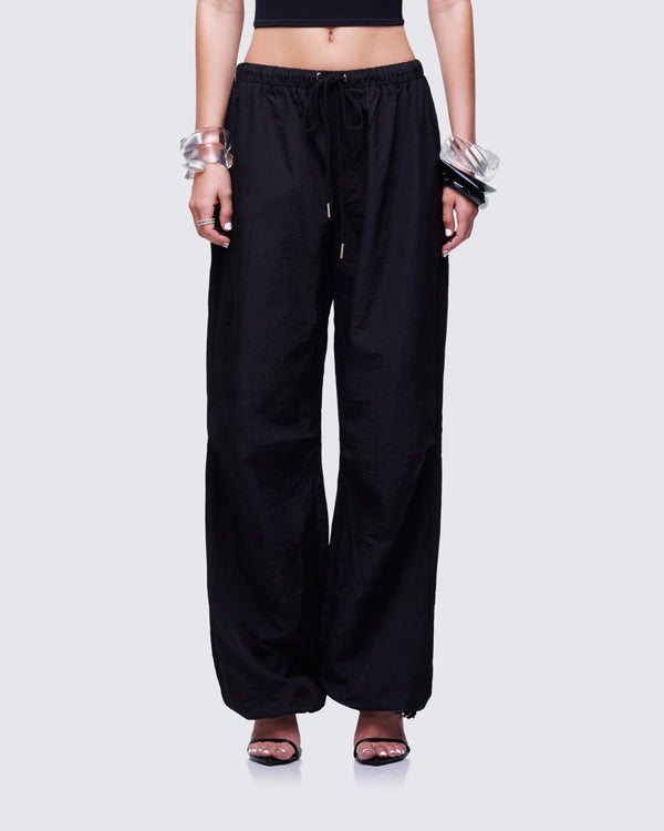 Finesse Finley Black Parachute Pant