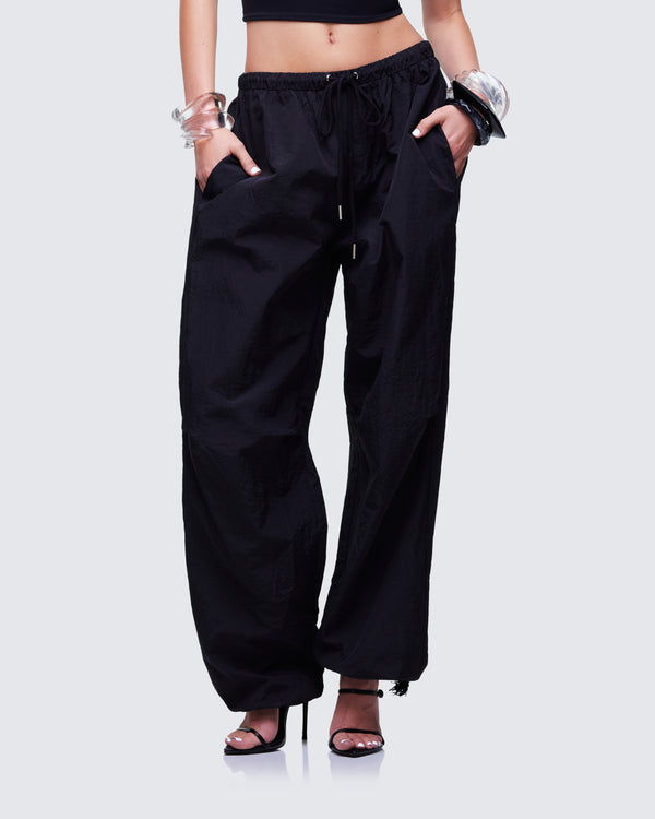 Finesse Finley Black Parachute Pant