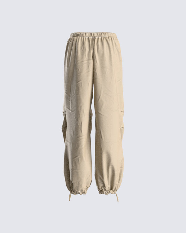 Finesse Finley Taupe Parachute Pant