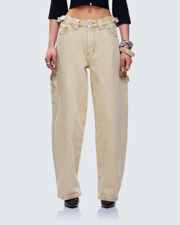 Finesse Finola Tan Washed Twill Handy Pant